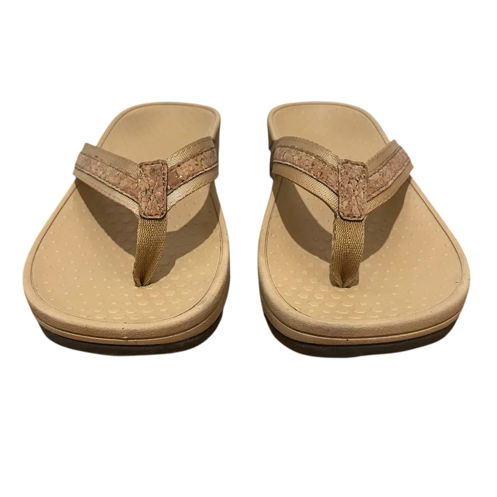 WHITIN Cork Strap Wedge Flip Flop Sandals Tan Women’s Size 37 7 Brown - Image 4