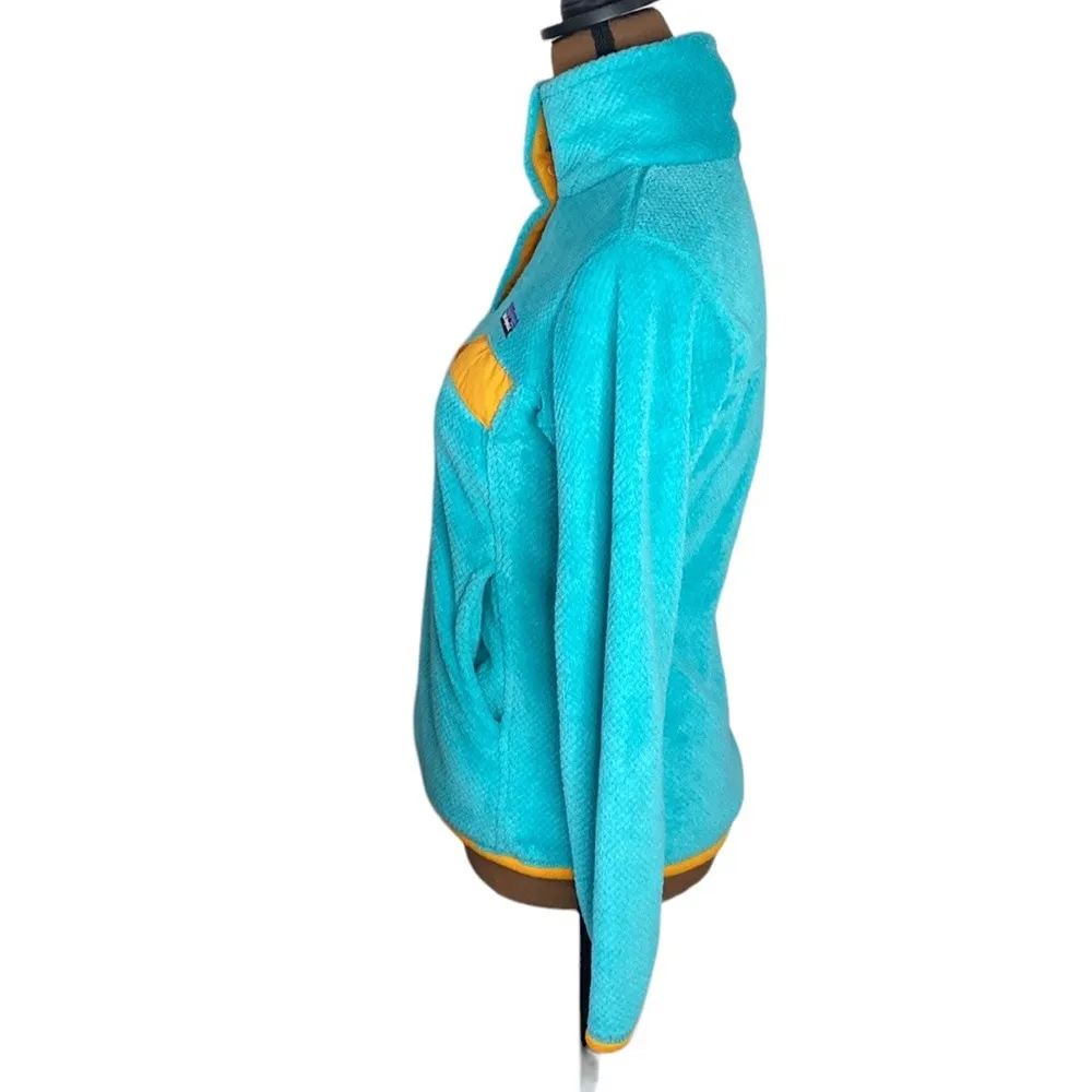 Patagonia Retool snap-T fleece pullover soft shell jacket turquoise orange sz XS - Image 4