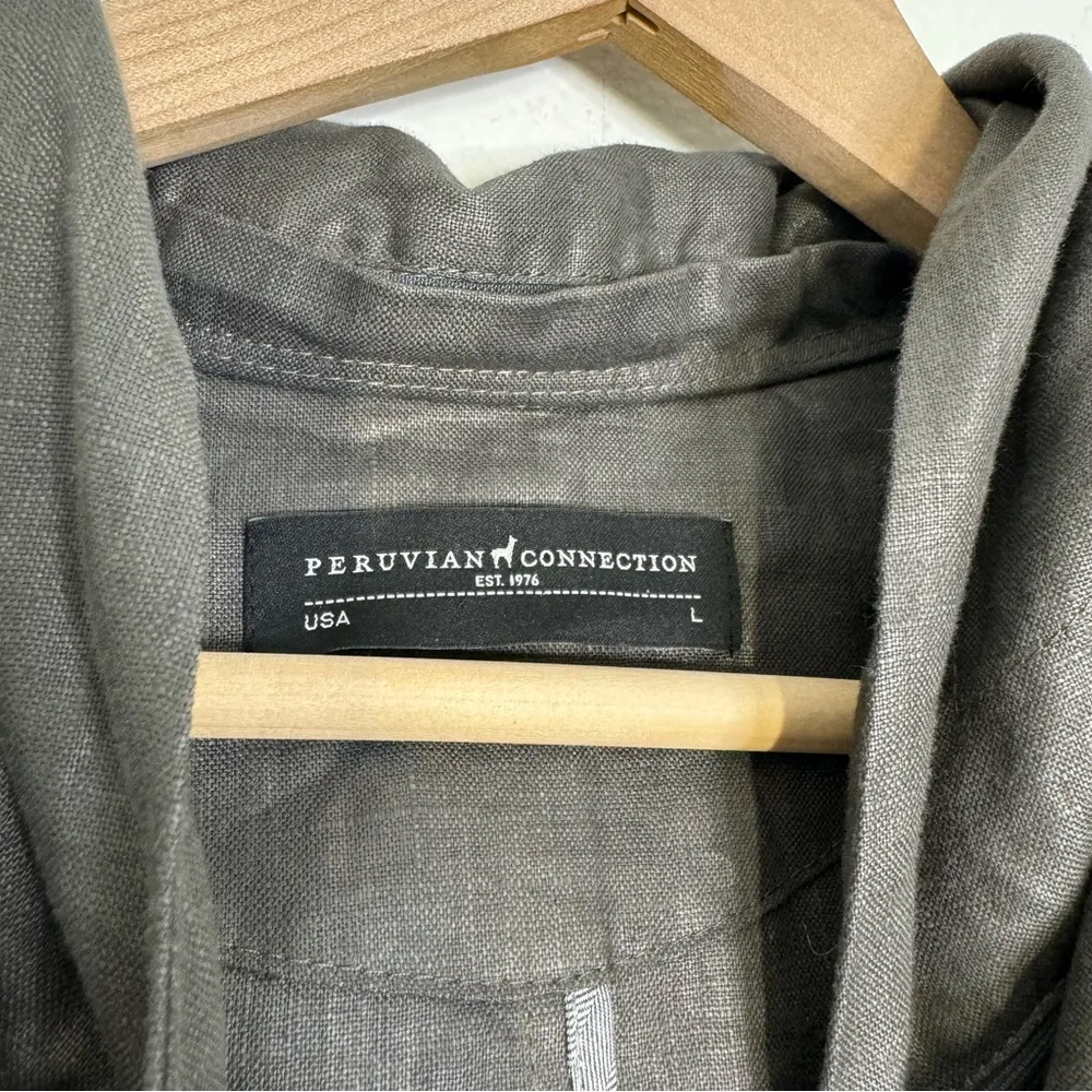 Peruvian Connection Grey Linen Utility Jacket - Image 3