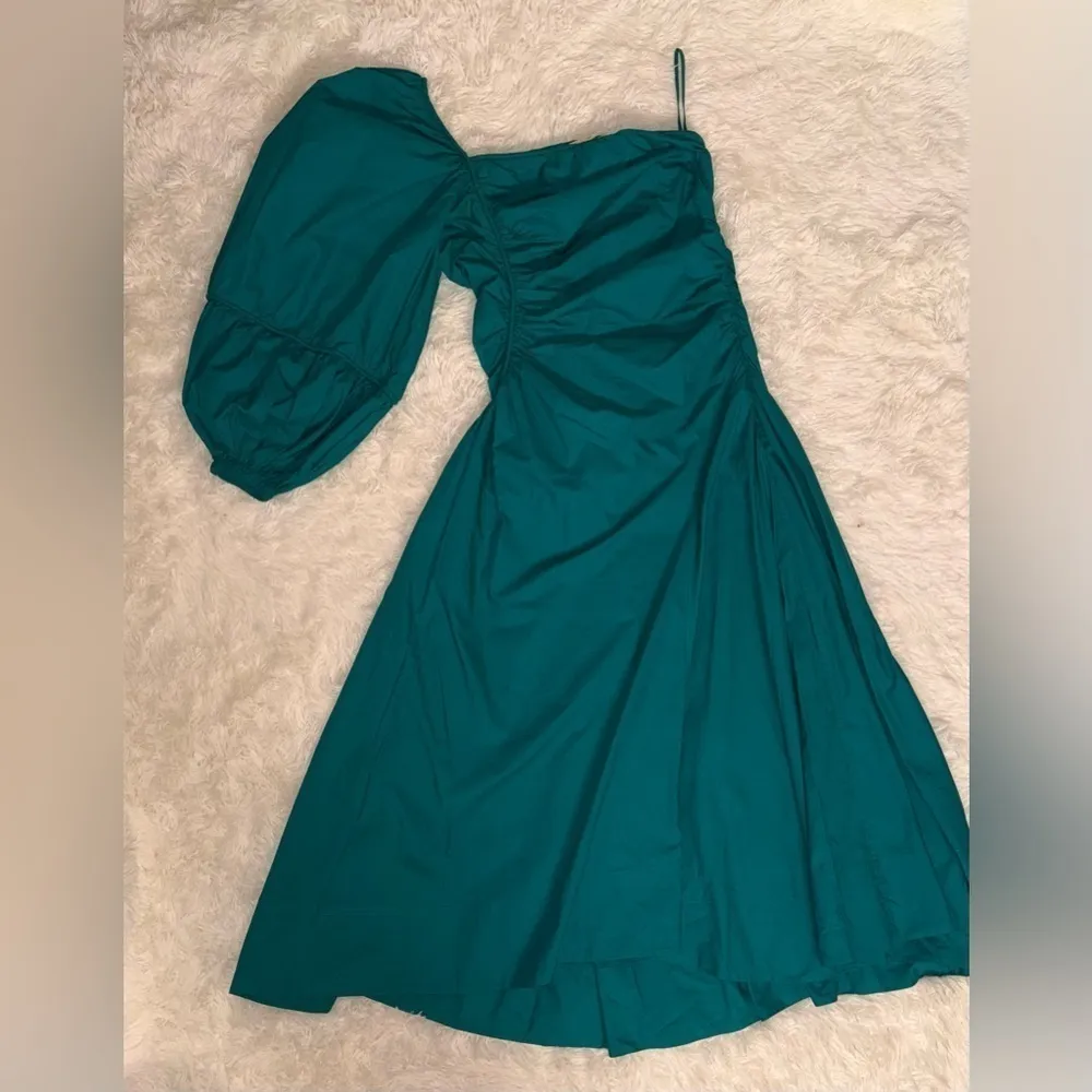 NWOT Ulla Johnson Fiorella One Shoulder Cotton Poplin Turquoise Midi sz 6 - Image 4