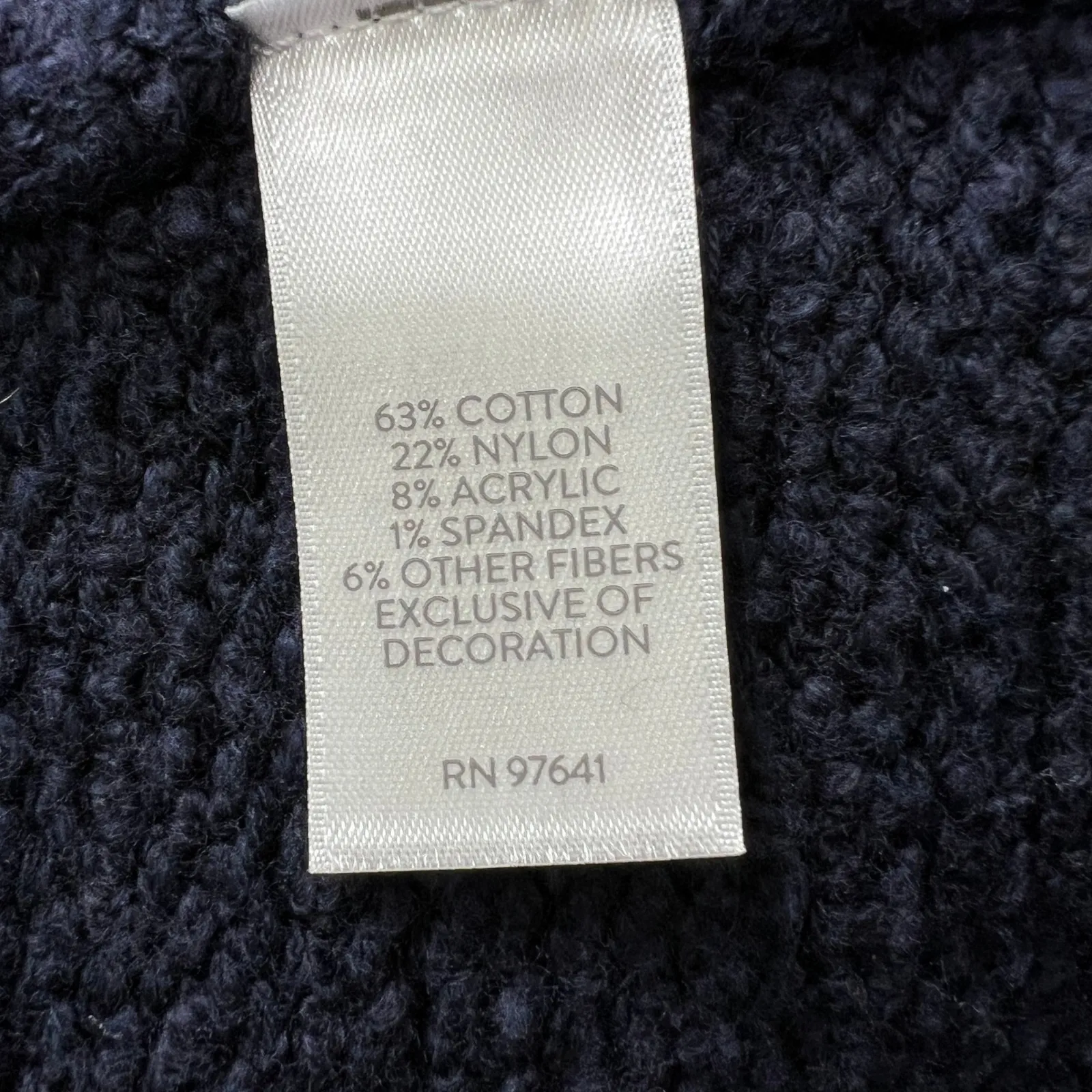 Pure Jill Women's‎ Large Navy Blue Knit Sweater Whipstitch Trim Cotton Blend - Image 5