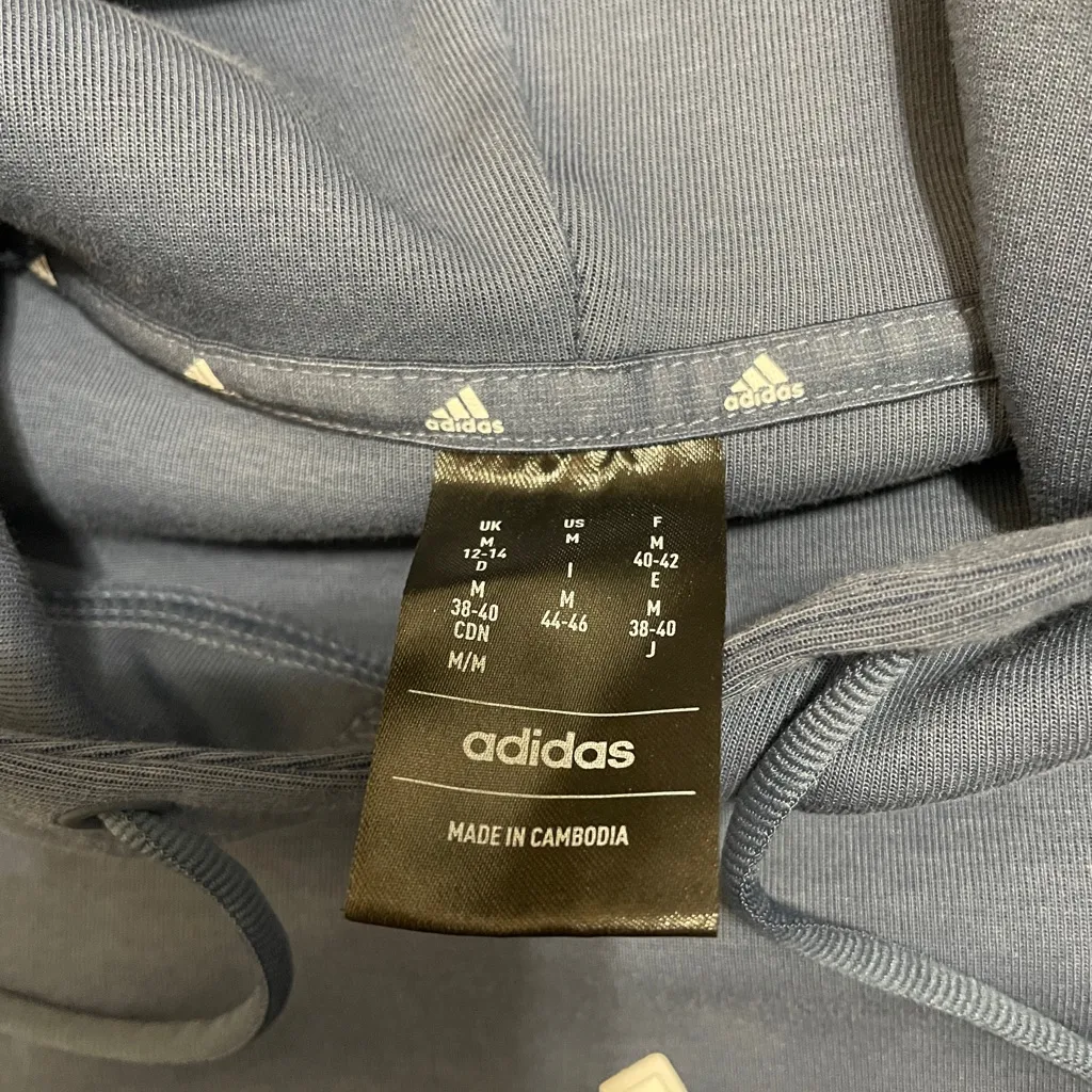 Adidas Blue Future Icons 3 strip crop top womens hoodie sz M - Image 5