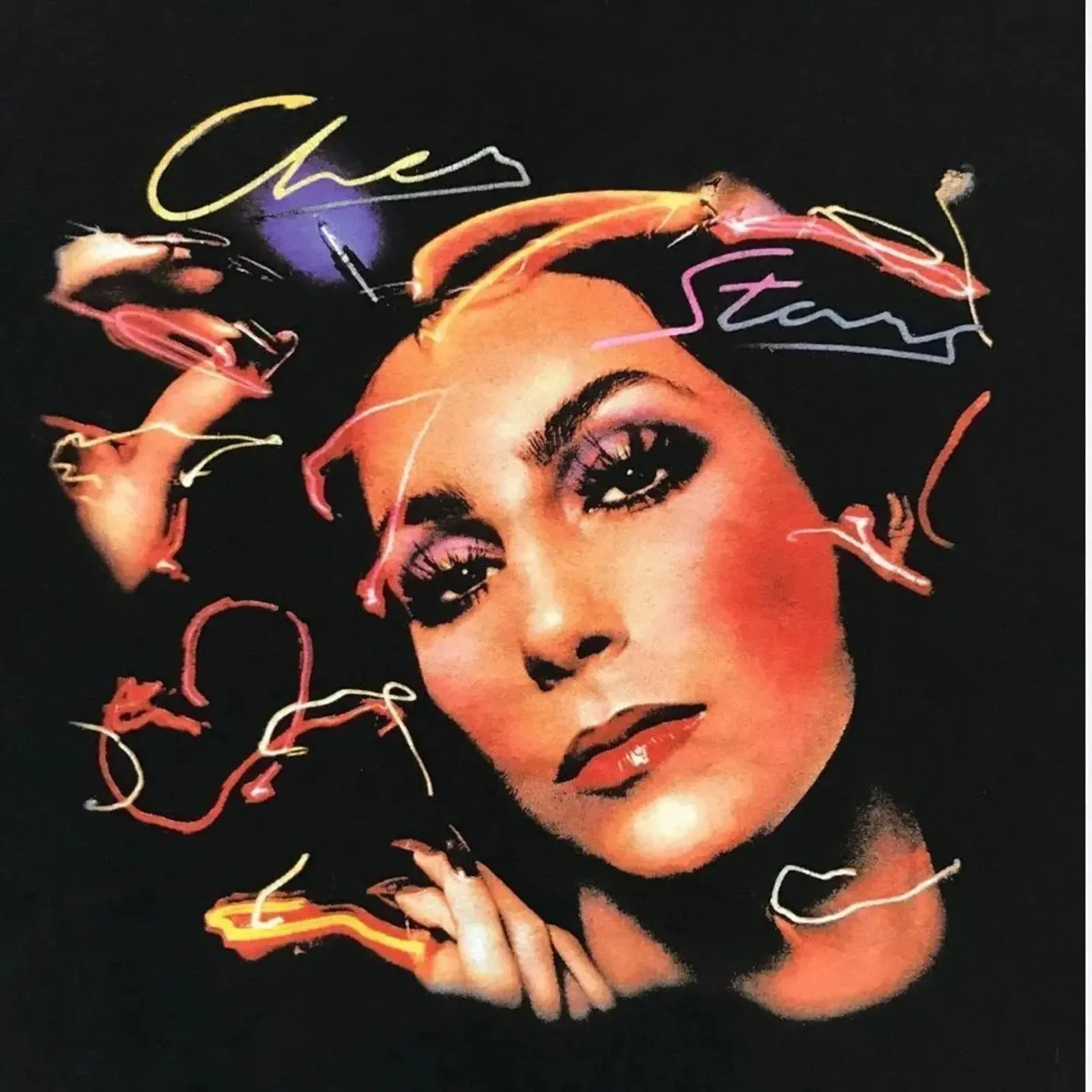 CHER Stars album crop top shirt black, Size 2X, Good pre-owned condition - Image 2