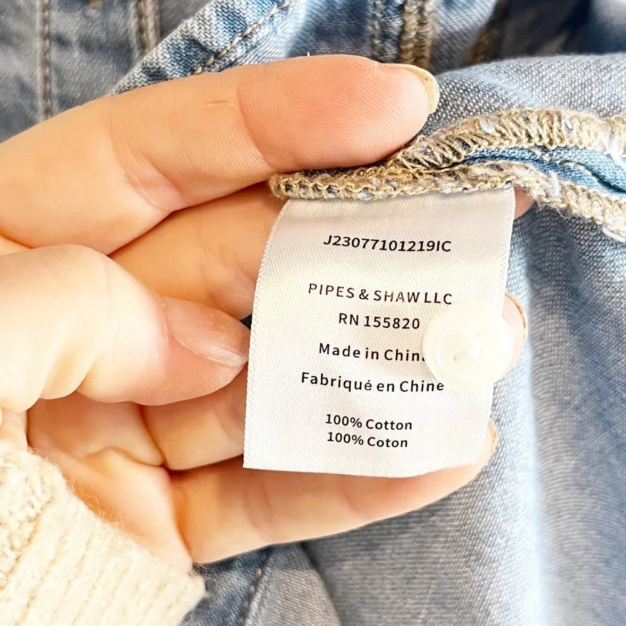 Veronica Beard Tivi Long Sleeve Chambray Denim Button-Down Shirt Iceberg Small - Image 7