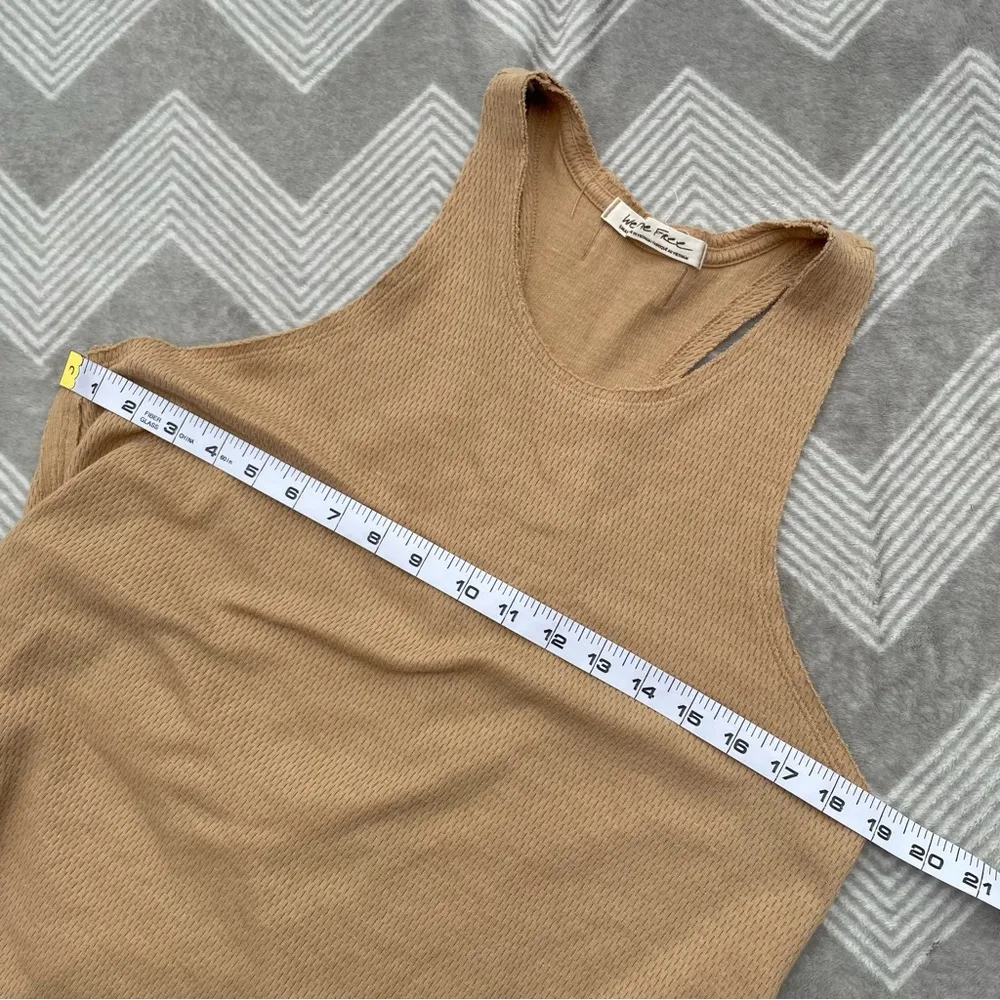 Free People We the Free Relaxed Fit Oversized Waffle Knit Razorback Tank Top S - Image 3