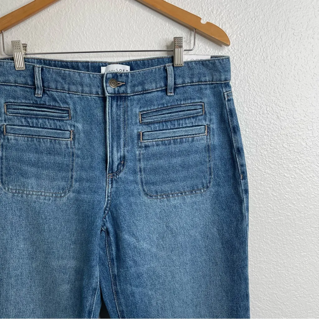 Loft The Relaxed Straight Mid Rise Patch Pocket Jeans Size 28/6 - Image 2