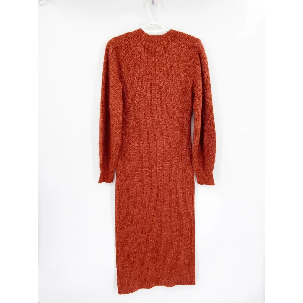 Rag & Bone Liana Rust Merino Wool Alpaca Knit Long Sleeve Midi Sweater Dress NWT - Image 3