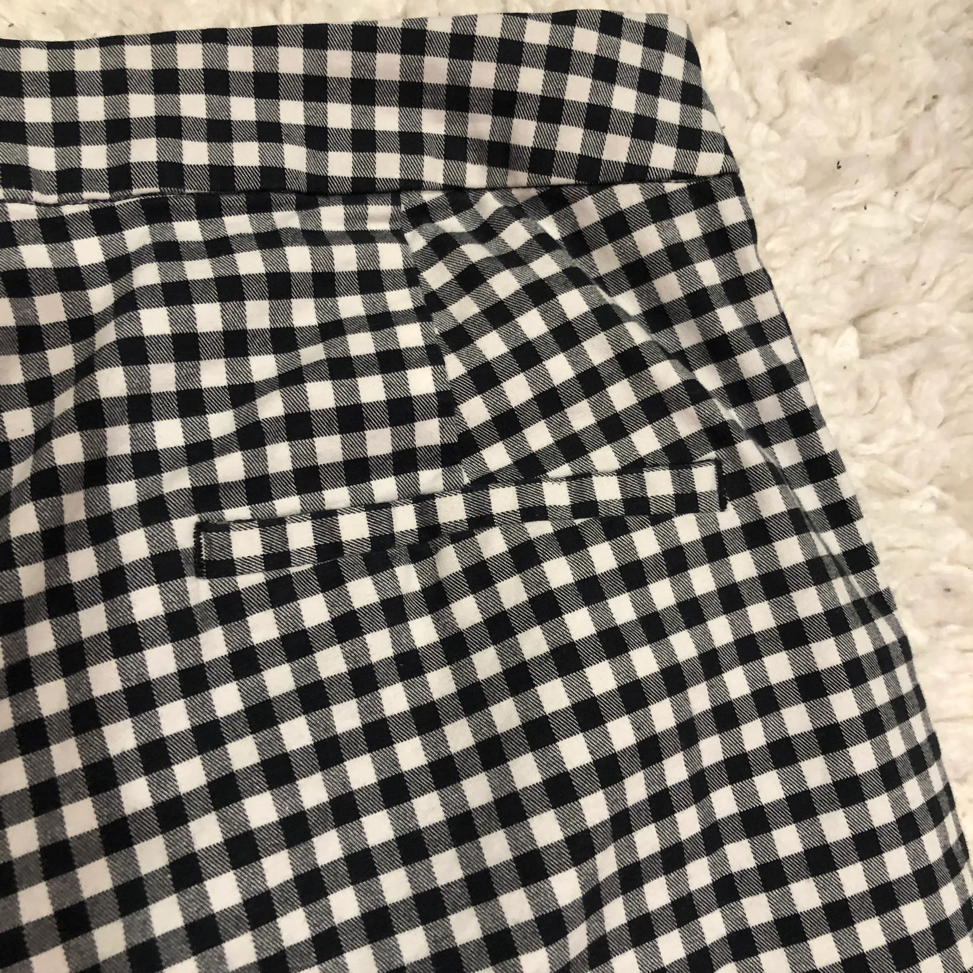 ZARA Plaid Gingham Check Ruffle Pants Black White Medium - Image 6