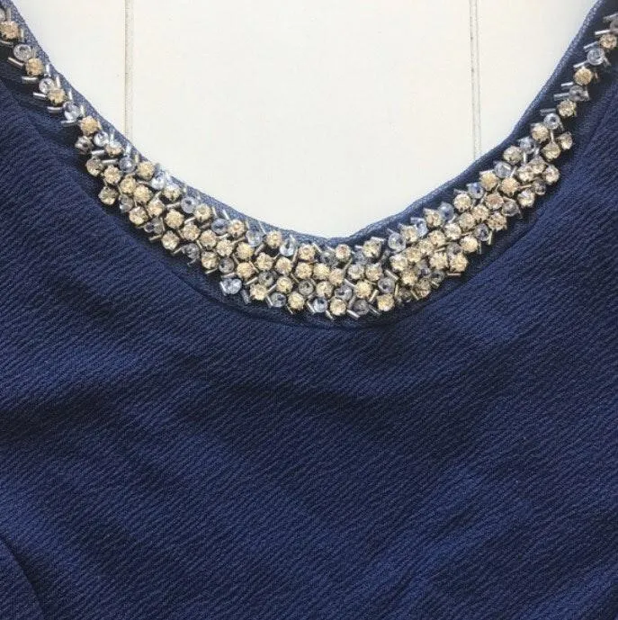 - Navy Embellished Bow Dress - Image 4