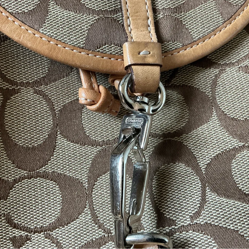 Coach Vintage signature “C” jacquard canvas and leather brown/tan backpack 6613 - Image 4