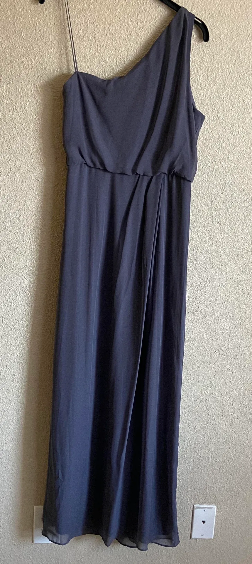 Dress Size 8 Gray One Shoulder Chiffon Drape Gown - Image 4
