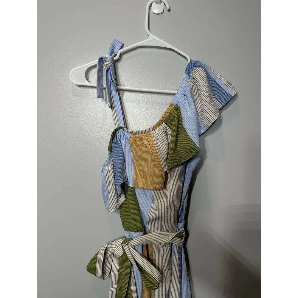 Lauren Conrad Dress “Poolside Paradise” Size Medium Boho Ruffle Blue Yellow NEW - Image 6