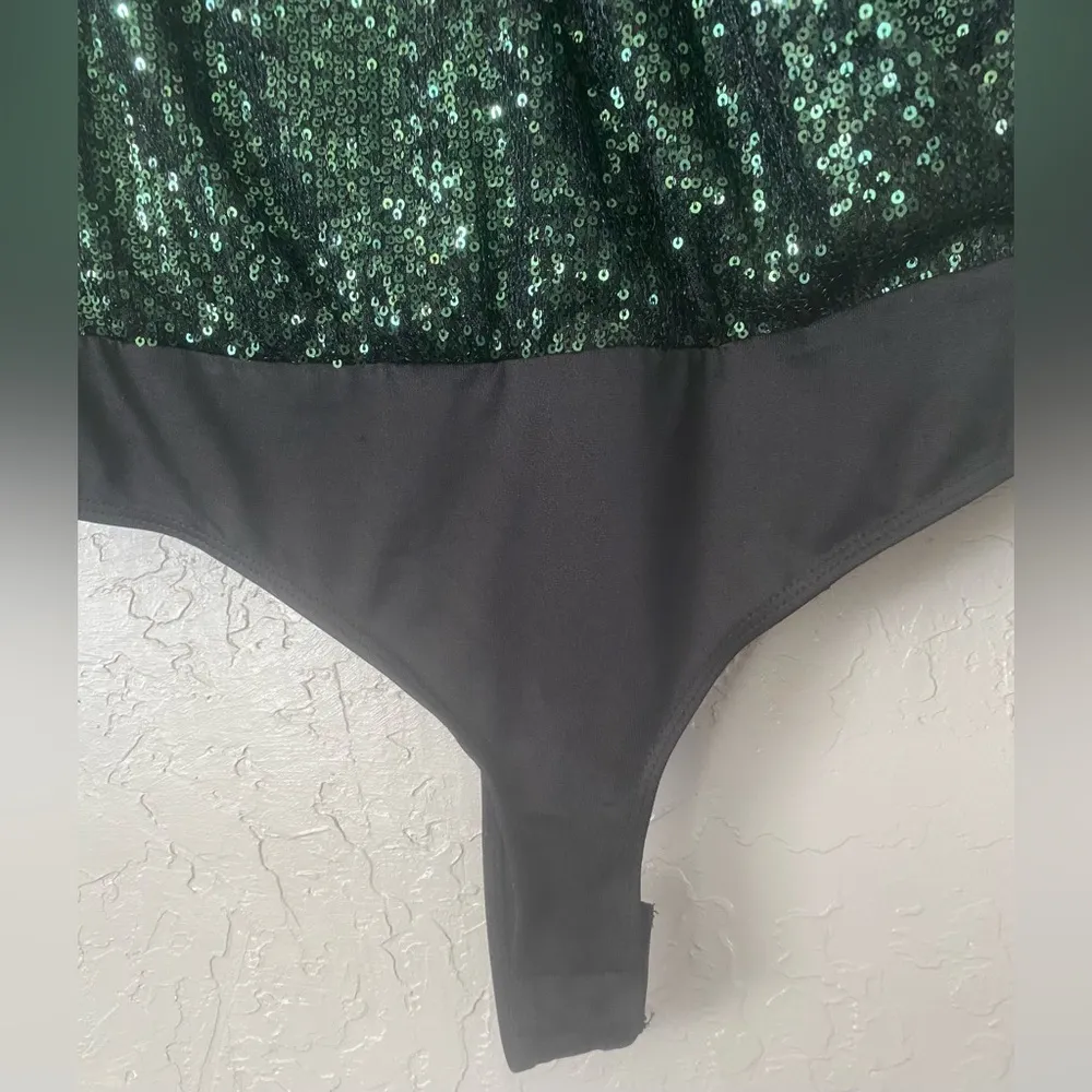 BODY SUIT (L)  BY RACHEL ZOE Sequin Long Sleeve Wrap Top  Large NWOT - Image 5