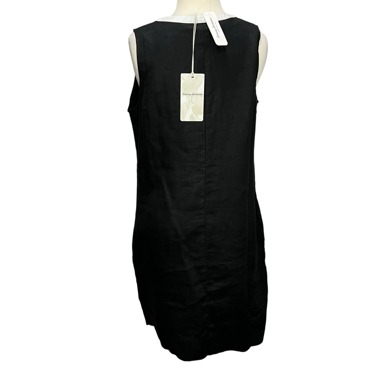Tommy Bahama Two Palms Shift Dress Womens S Black Linen Resort Smart Casual - Image 5