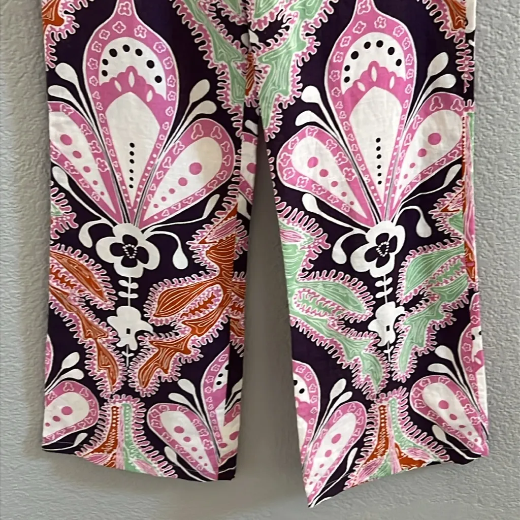 ZARA Linen Blend Floral Wide Leg Pants Size XS - Image 6