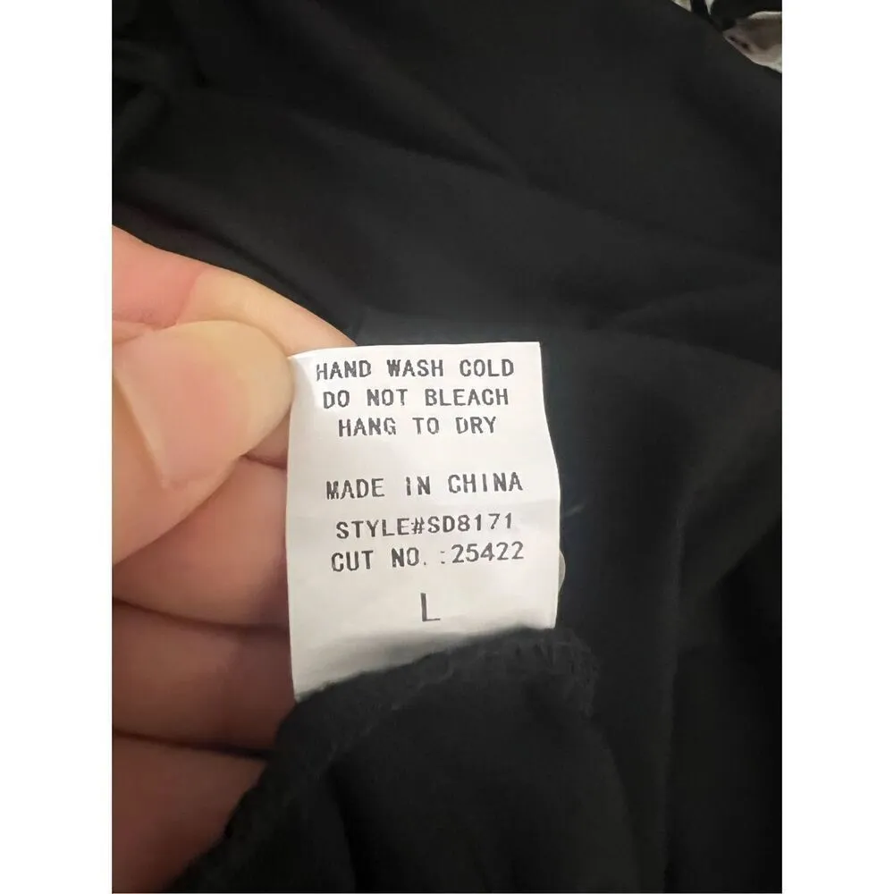 Siren Lily 2 Piece Tank Dress & Cardigan Size L Black Floral Long Bell-Sleeve - Image 9