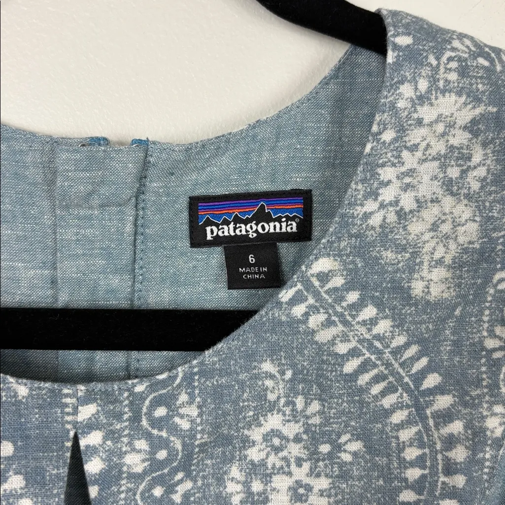 Patagonia Island Hemp Shift Dress Women’s Size 6 Blue Cotton Sleeveless - Image 4