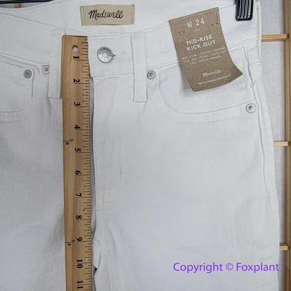 NEW Madewell Kick Out Crop Jeans in pure‎ white, 24 - Image 7