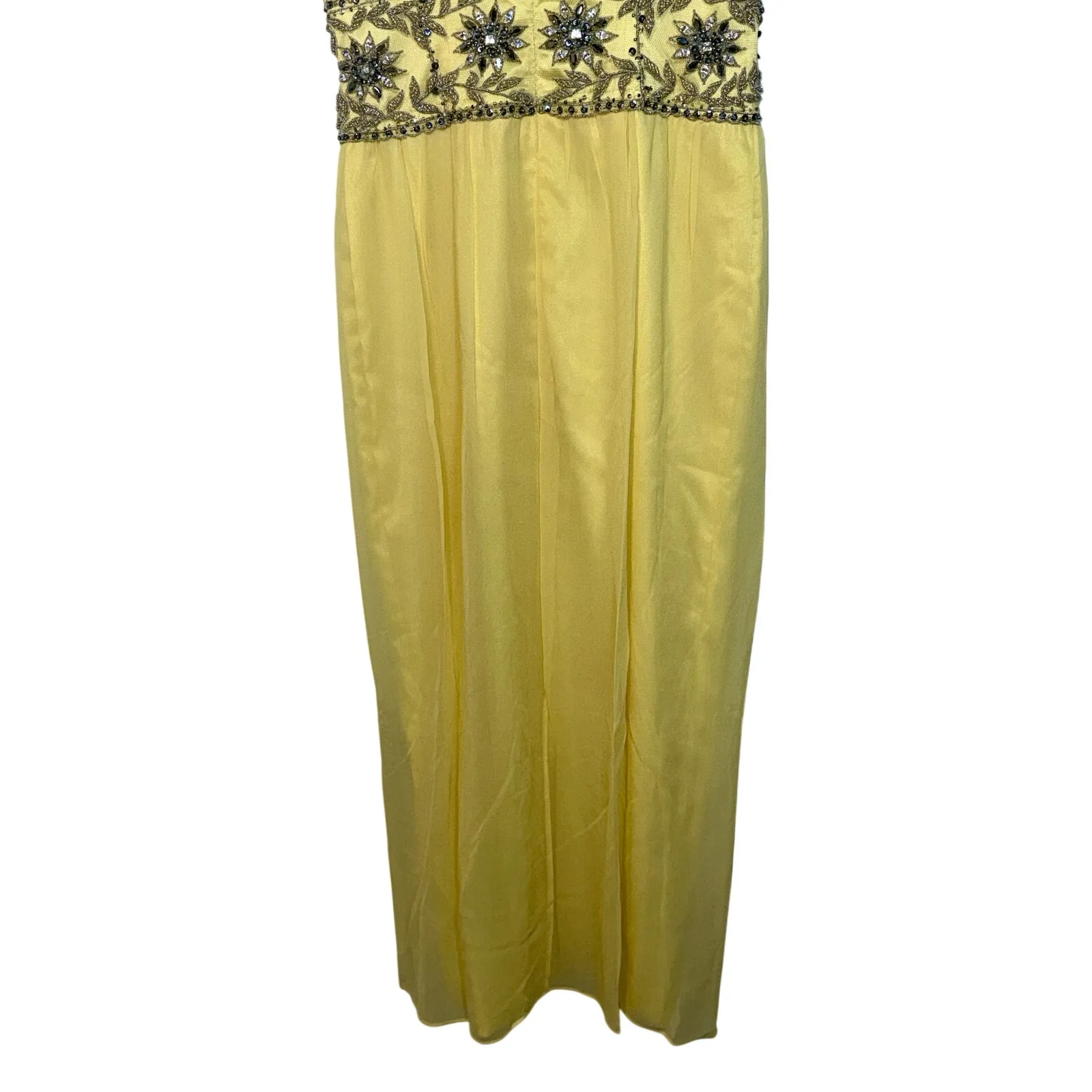 NWT Mandalay Yellow Silk Beaded Embellished Midi Gown Evening Formal Dress Sz 6 - Image 8