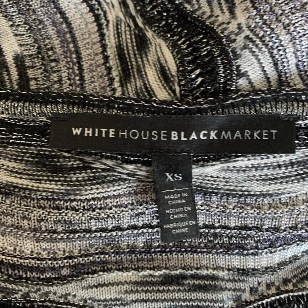 White House Black Market Womens Sz XS Multicolor Knitted Stripe Split Neck Tunic - Image 4