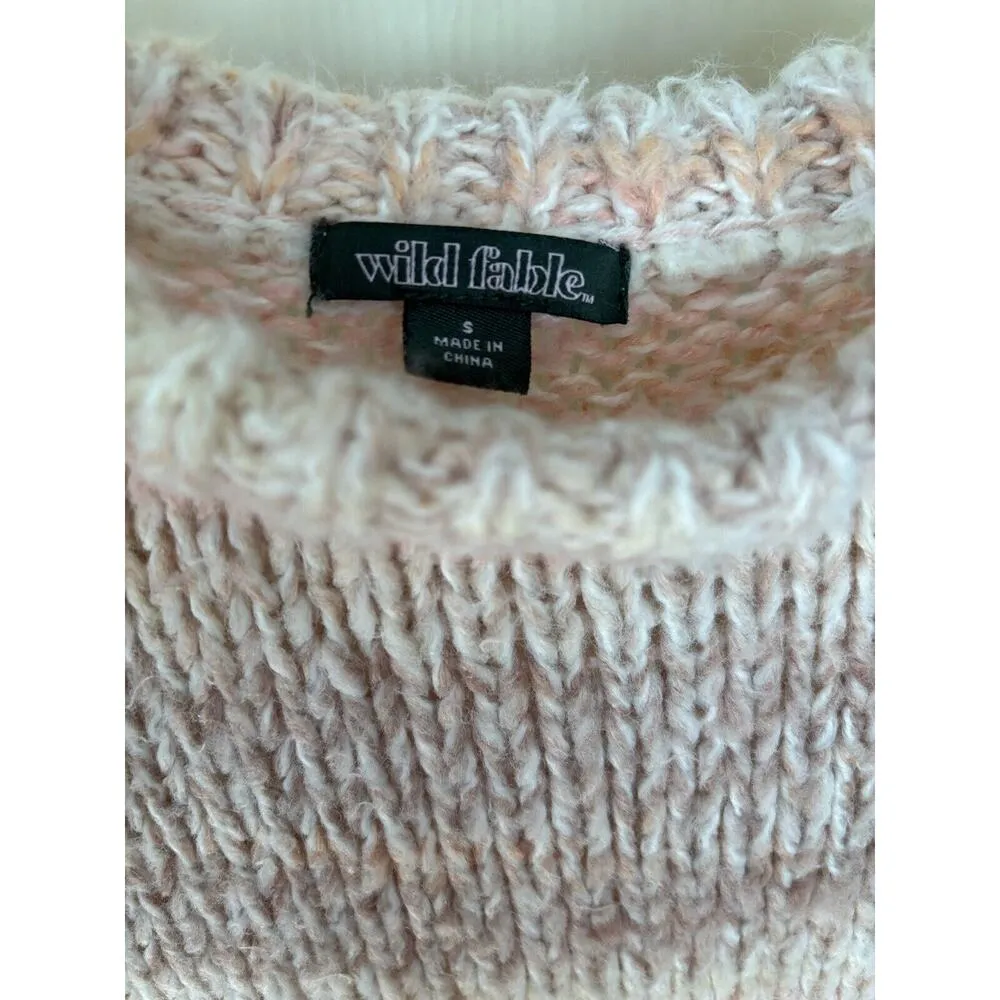 Wild Fable Sweater Pink Juniors Small Pullover Long Sleeve Crop Top Cottage Cozy - Image 4