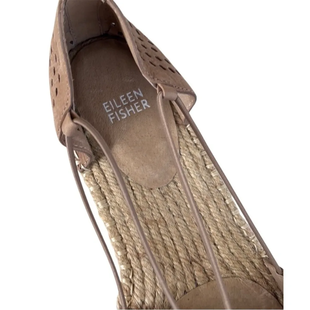EUC Eileen Fisher Leather Perforated Espadrille
Sandals Tan Size 10 - Image 4