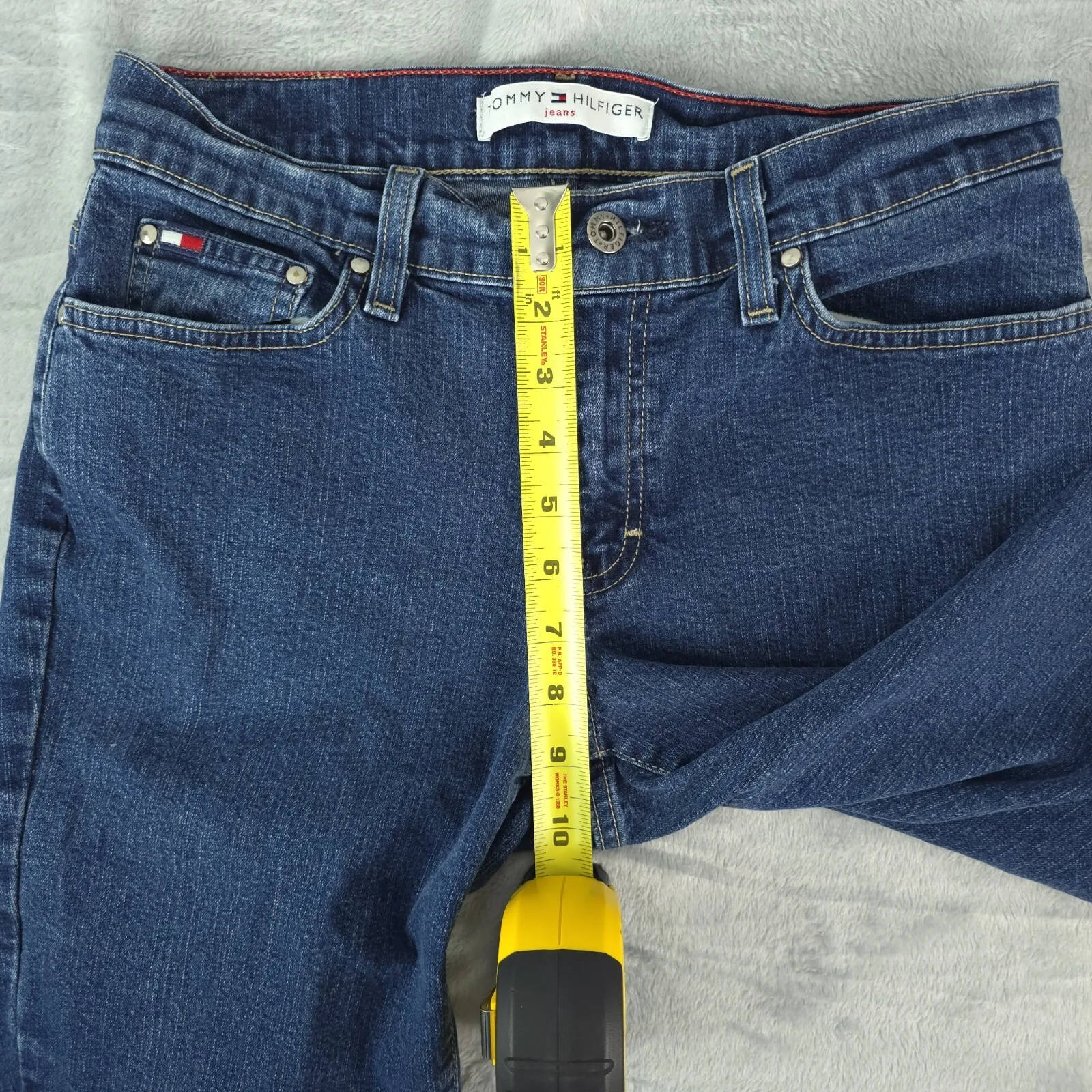 Vintage 2002 Tommy Hilfiger Jeans Womens 6 Pedal Pusher Capris Dark Wash Cut Off - Image 12