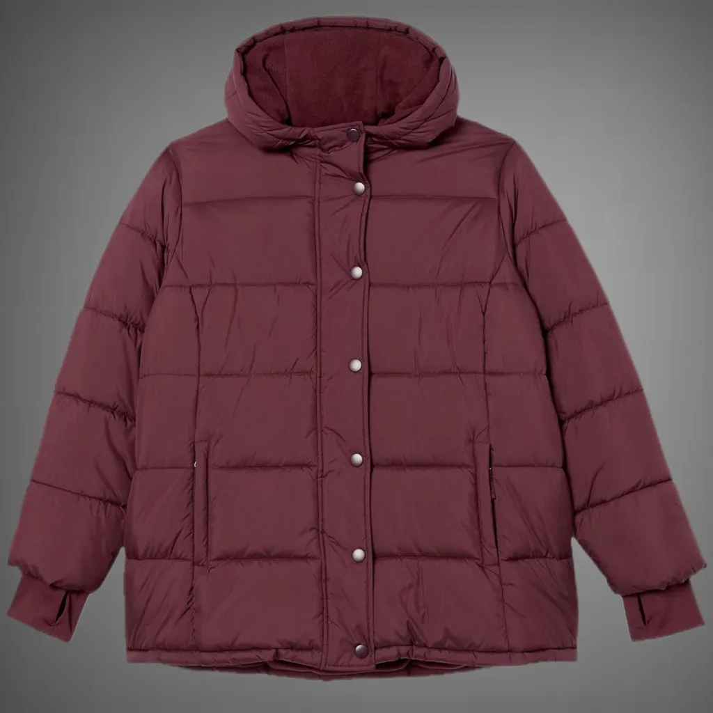 NWT Amazon Essentials Women’s Heavyweight Puffer Jacket – Burgundy XS Red - Image 2
