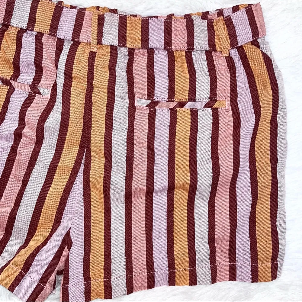 Red Motif High Waist Belted Stripe Shorts Large Petite - Image 10