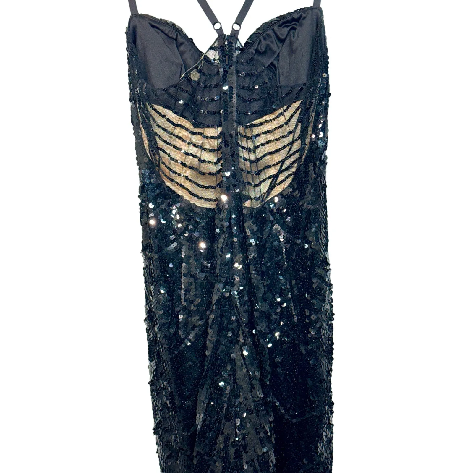 NWT Mandalay Black Sequin High Low Maxi Gown Evening Formal Dress Womens Size 10 - Image 9