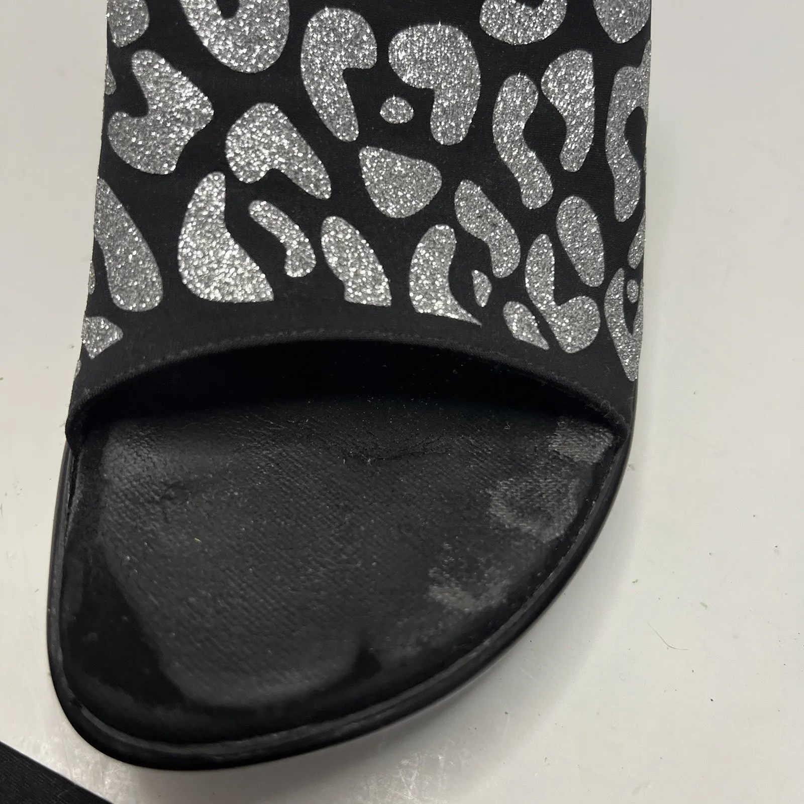 Onex Women's Wedge Sandals Black Sparkly Silver Animal Print Wedge Size 7 (37) - Image 13