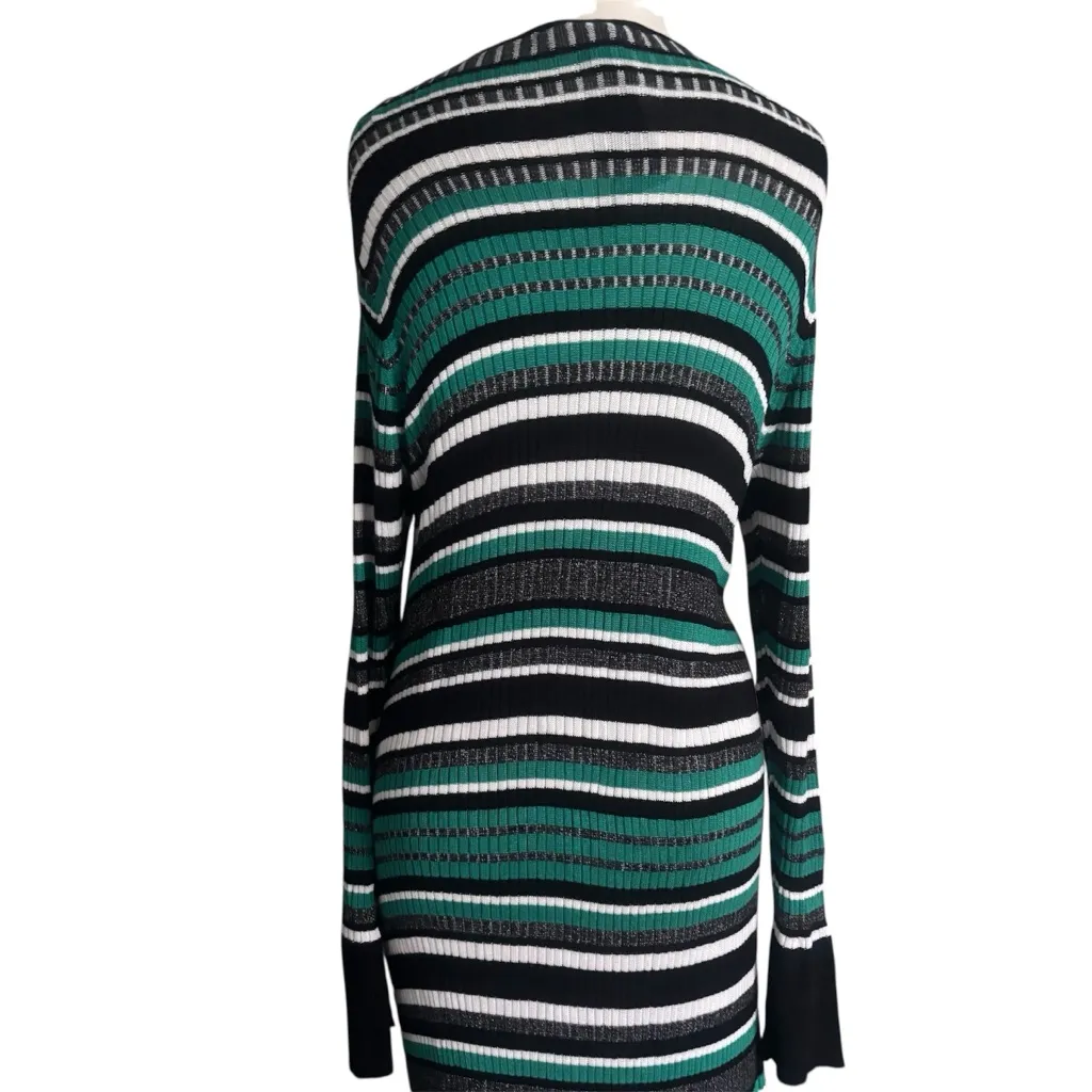 Ashley Stewart Striped Knitted Long Sleeve Long Open Cardigan Sweater Size 14/16 - Image 5