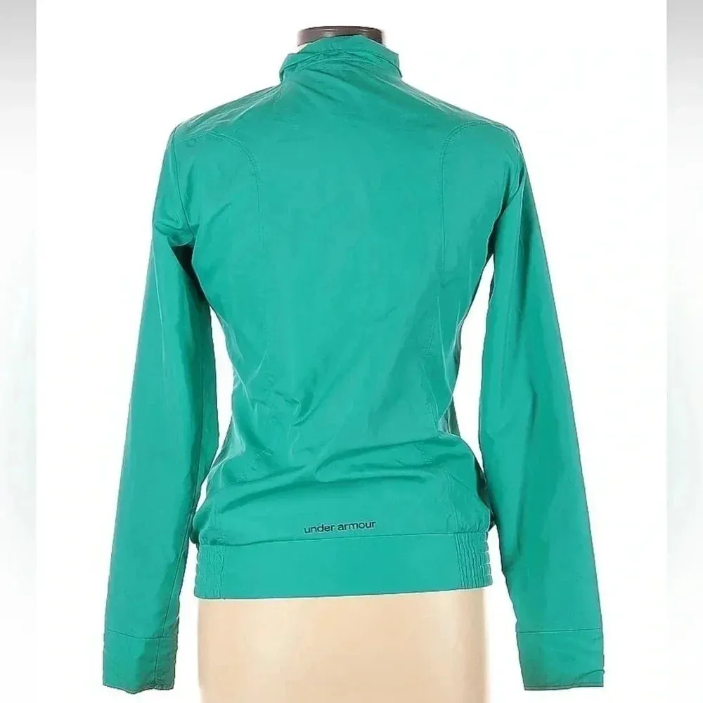 Under Armour Womens Fitted Zipper Jacket Green Black Mesh Lining Size S Small - Image 2