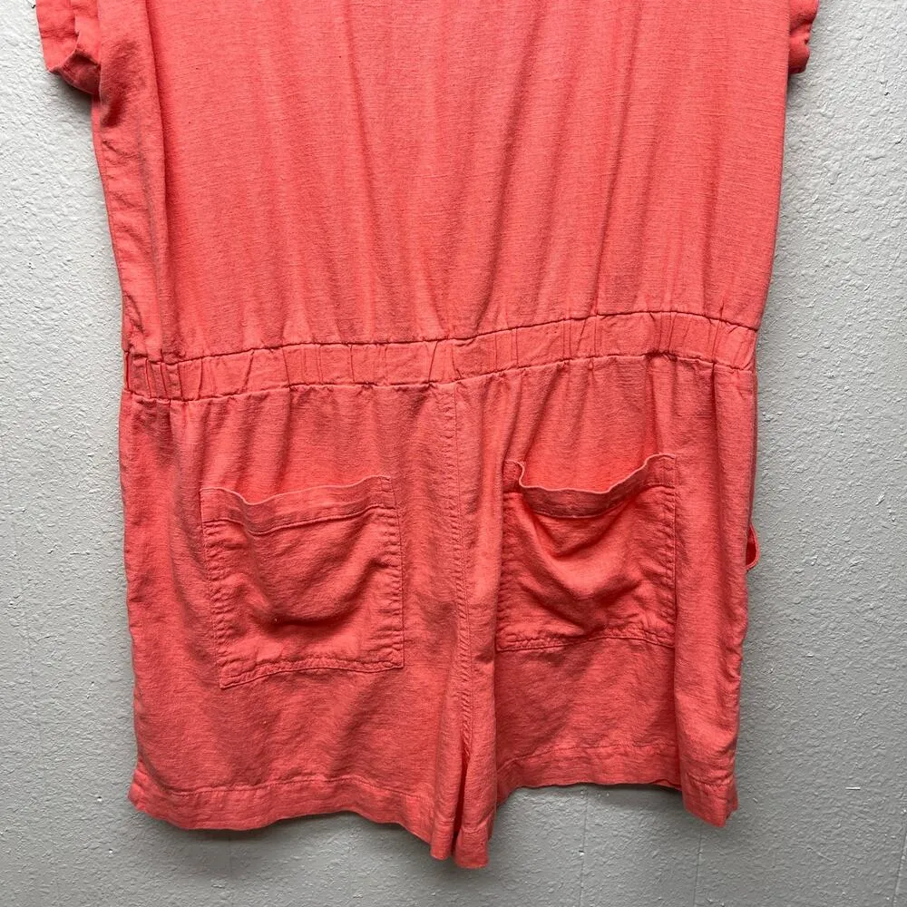Universal Thread Linen Blend Romper Womens 14 Vacation Beachy Coastal Nautical - Image 7
