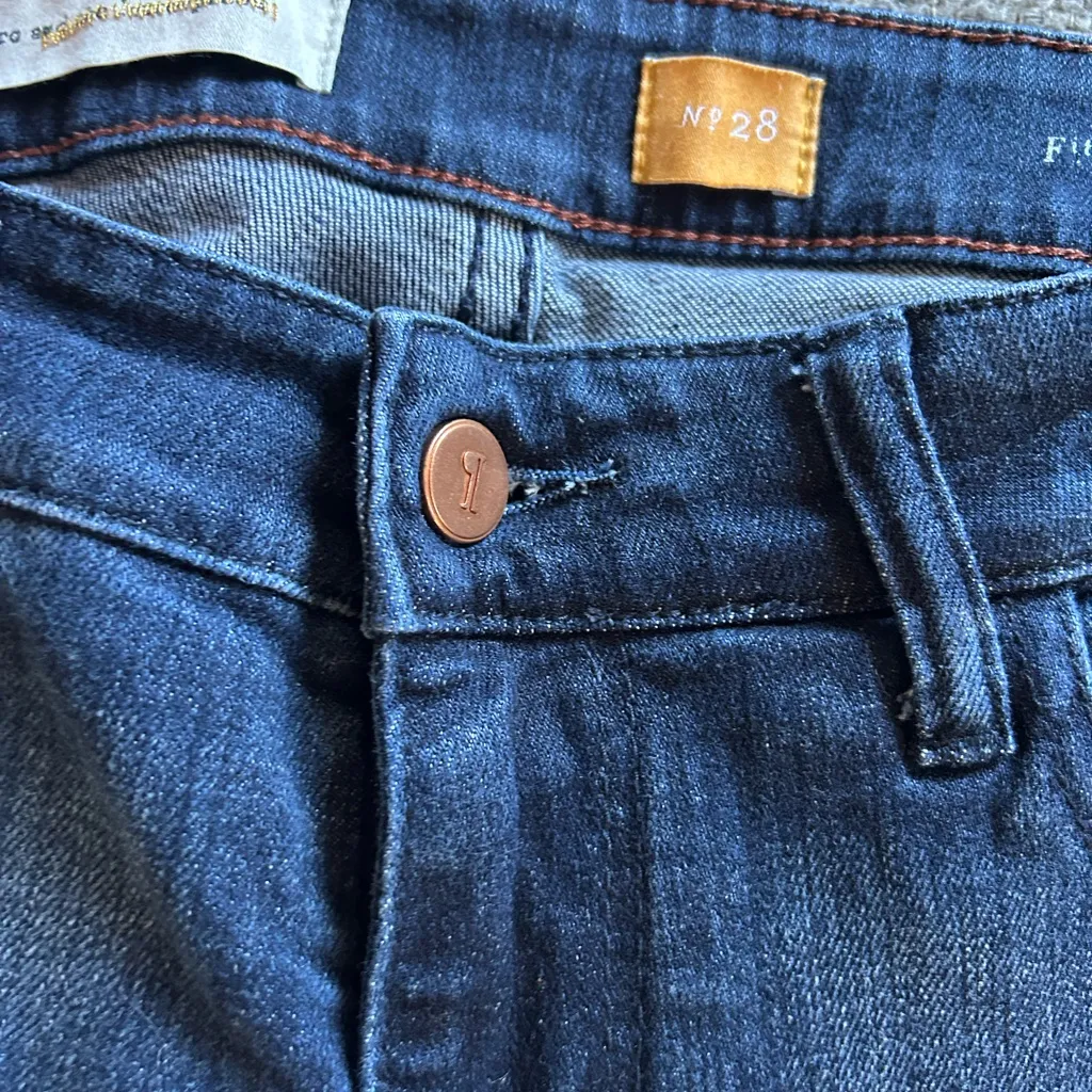 Pilcro by Letterpress Indigo Jeans with Multicolor Patchwork Hem | Size 28 - Image 14