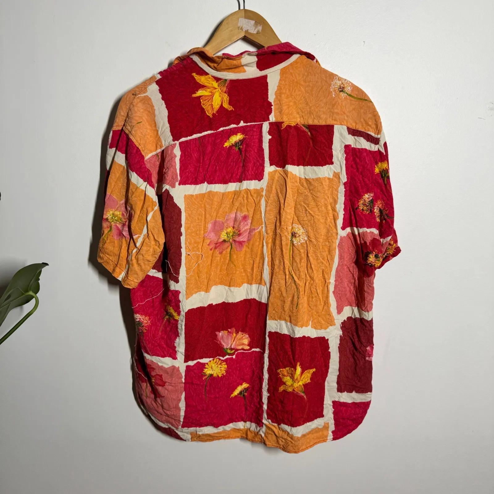 Vintage Jams World Boho Cottage Popover Top L and Tank XL Red Orange Floral 90s - Image 2