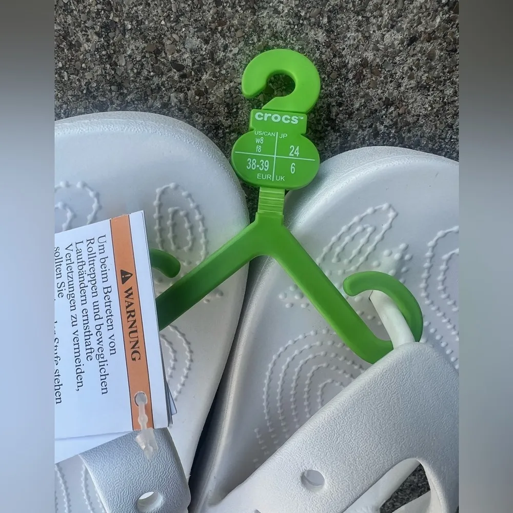 Women’s white CROCS platform flip flop sandals - Image 3