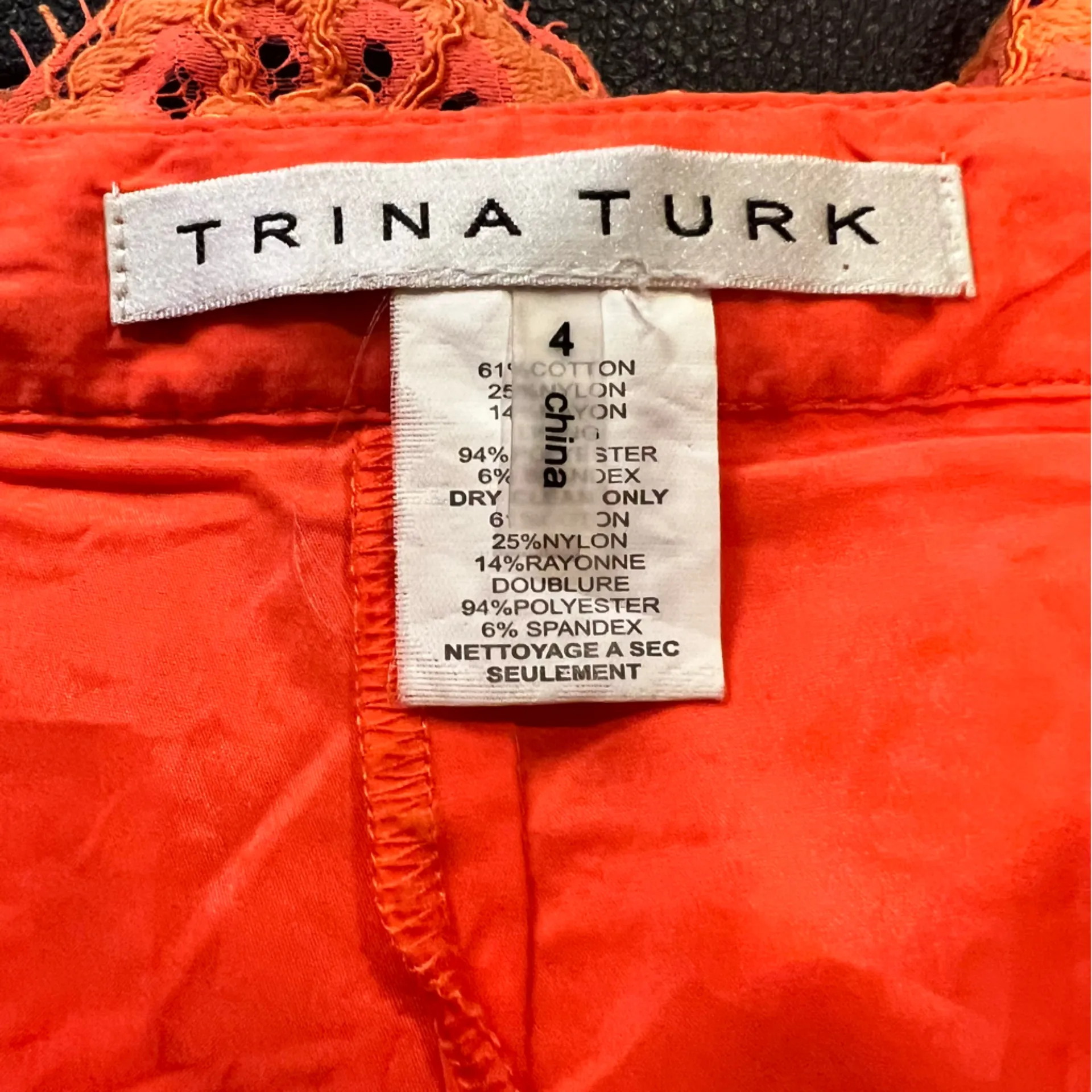 Trina Turk High Waist Floral Lace Reef Red Brightness Shorts size 4 - Image 4