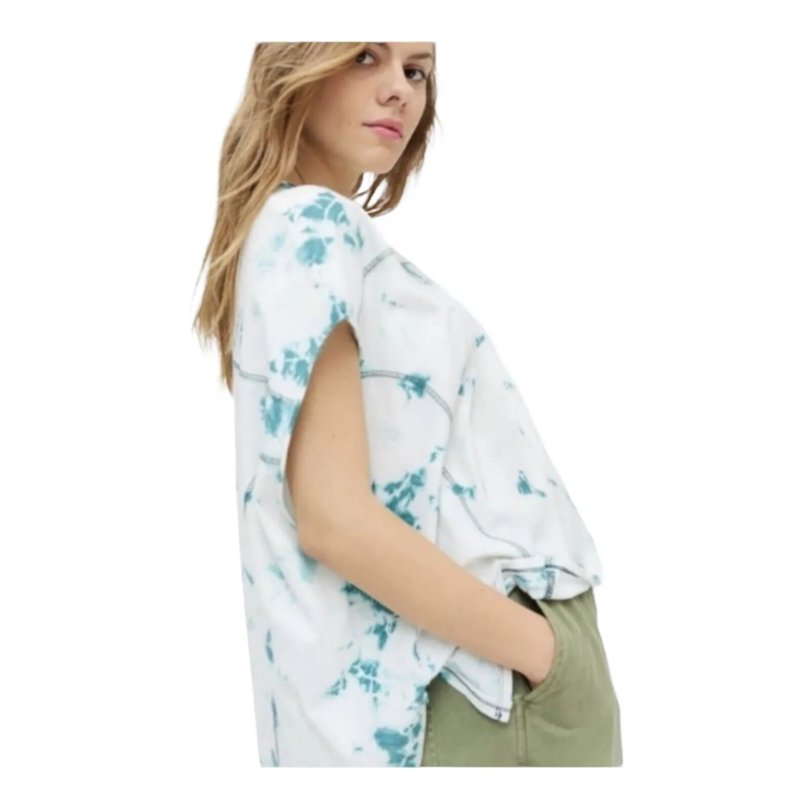 Urban Outfitters BDG Blue‎ Marble Tie Dye Hero Muscle Tee Oversize Size Med New - Image 2