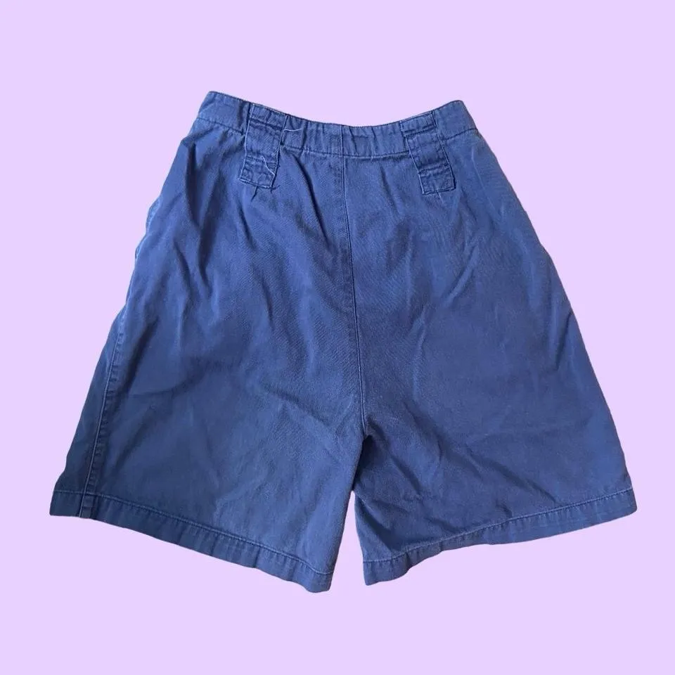 Vintage 90s Navy blue pleated high waisted shorts with a baggy fit 🔥 Size 4 - Image 2