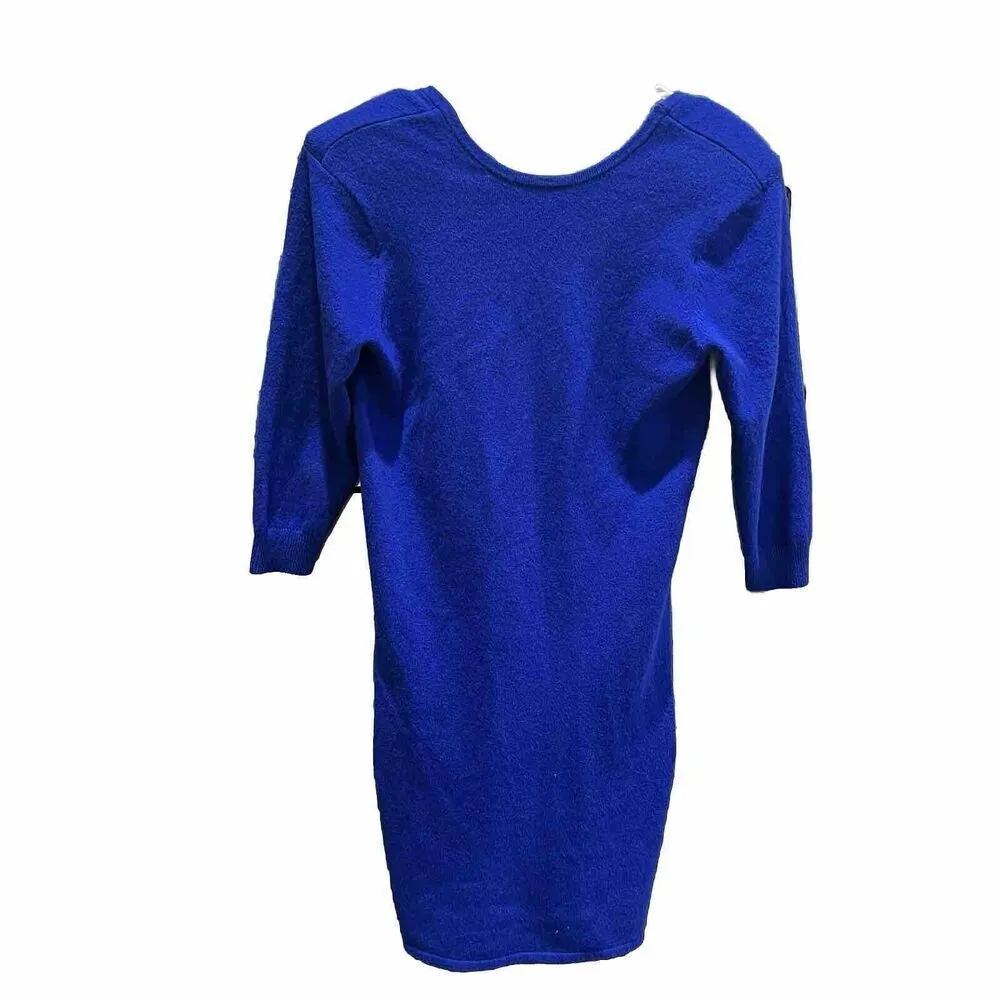 Frame Strong Shoulder Mini Sweater Dress Cashmere Ultramarine Dress Size XS - Image 2
