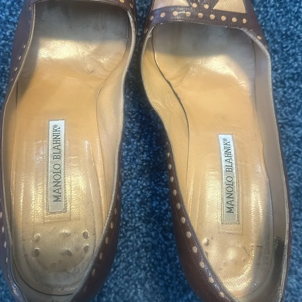 Manolo Blahnik 39.5 Brown tan Leather Women's Shoes heels pumps - Image 10