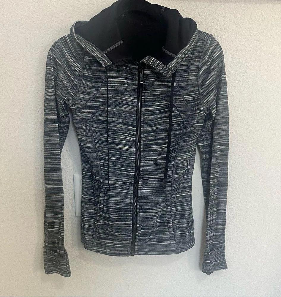 Lululemon Hooded Define Jacket Nulu Heathered Black / White / Black Size 6 - Image 3