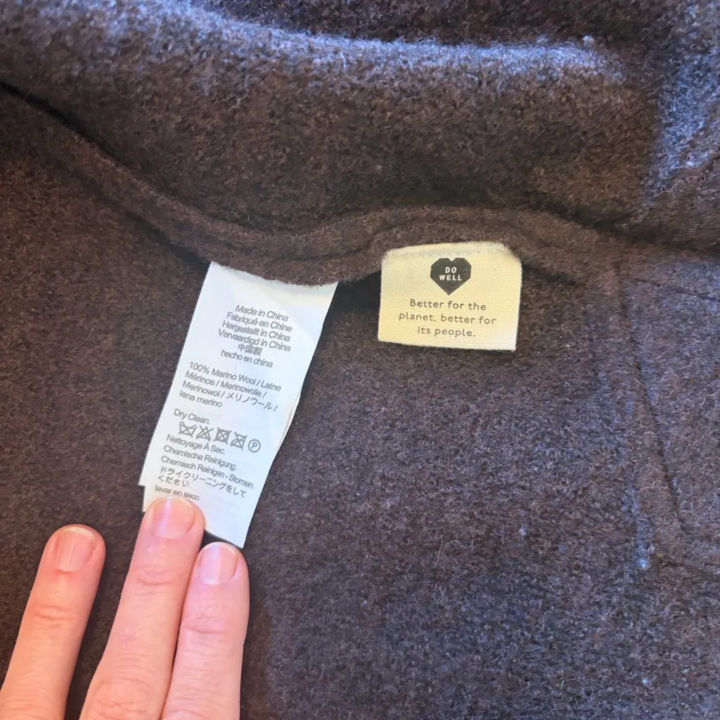 Madewell Dark Brown women’s wool coat Jacket xsmall - Image 3