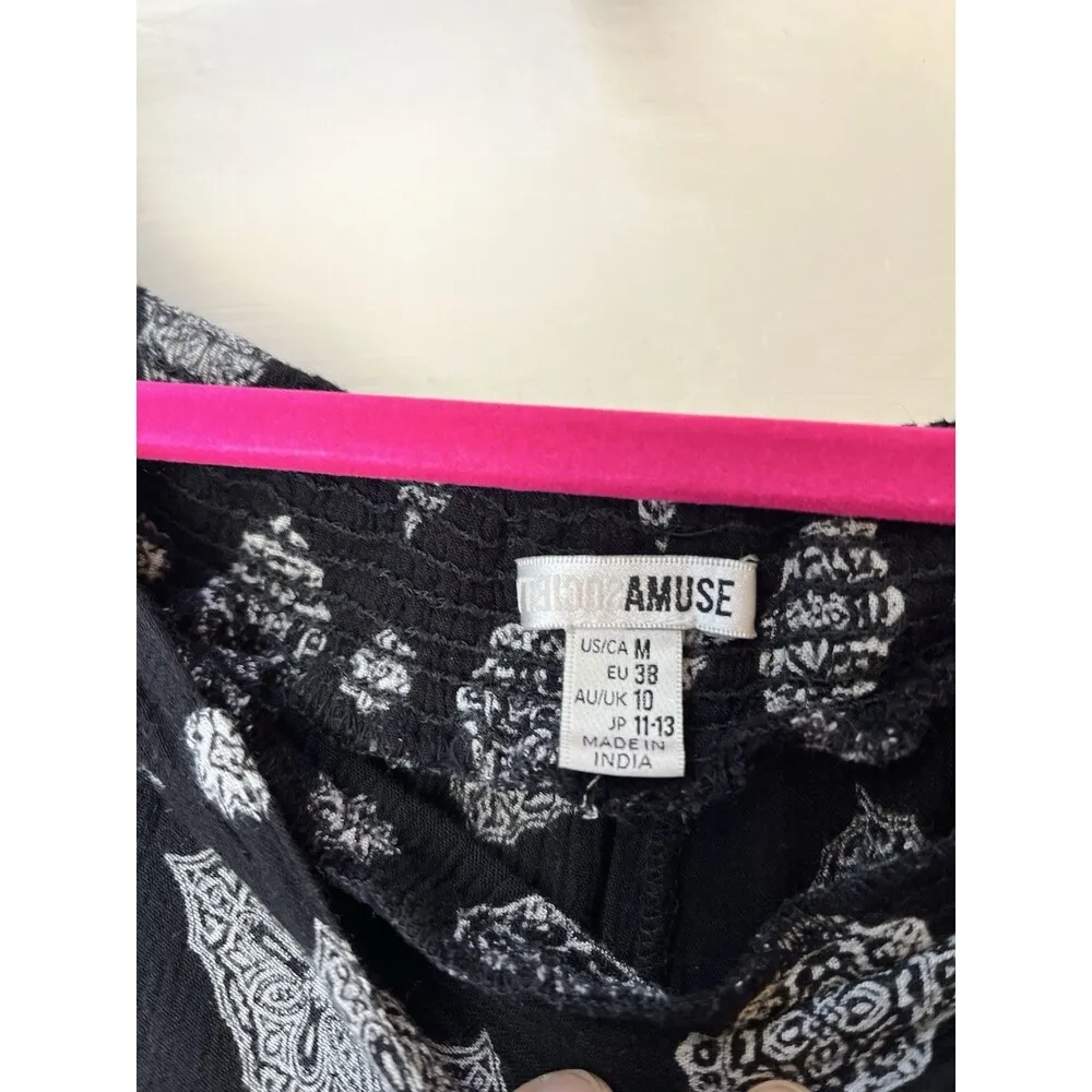 Lulus Amuse Society Berlin Med High Waist Black Printed Indian Boho Woven Pants - Image 6