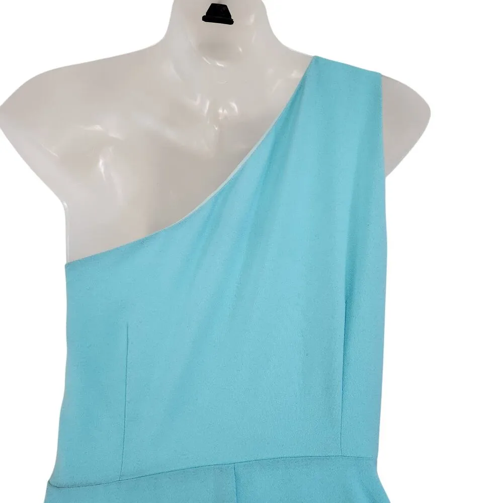 Alexia Admor One Shoulder Midi Fit And Flare Dress Side Zip Turquoise Size 4 - Image 7