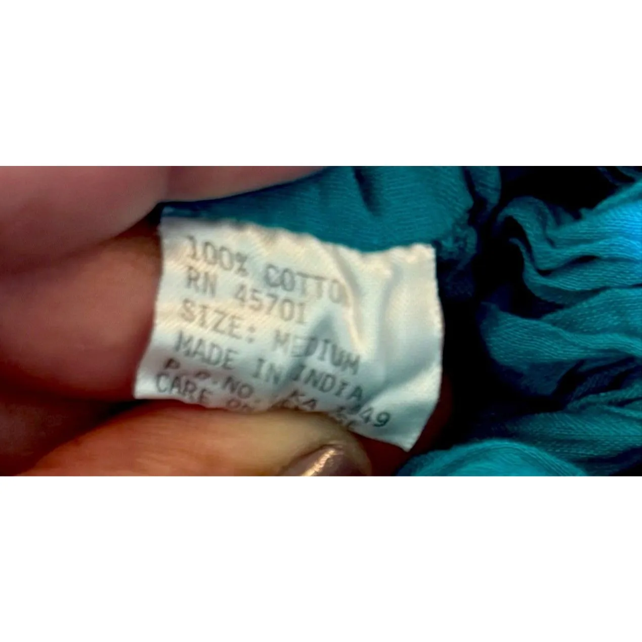 Aspira Women’s Crinkle Boho Skirt Turquoise Cotton Tiered Midi Elastic Waist M Blue Size M - Image 4