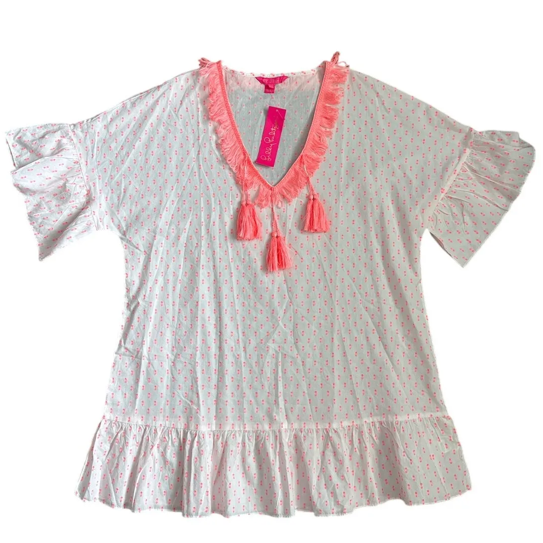 Lilly Pulitzer Kipper‎ Swim Coverup Tangelo Neon Clip Size L/XL - Image 4