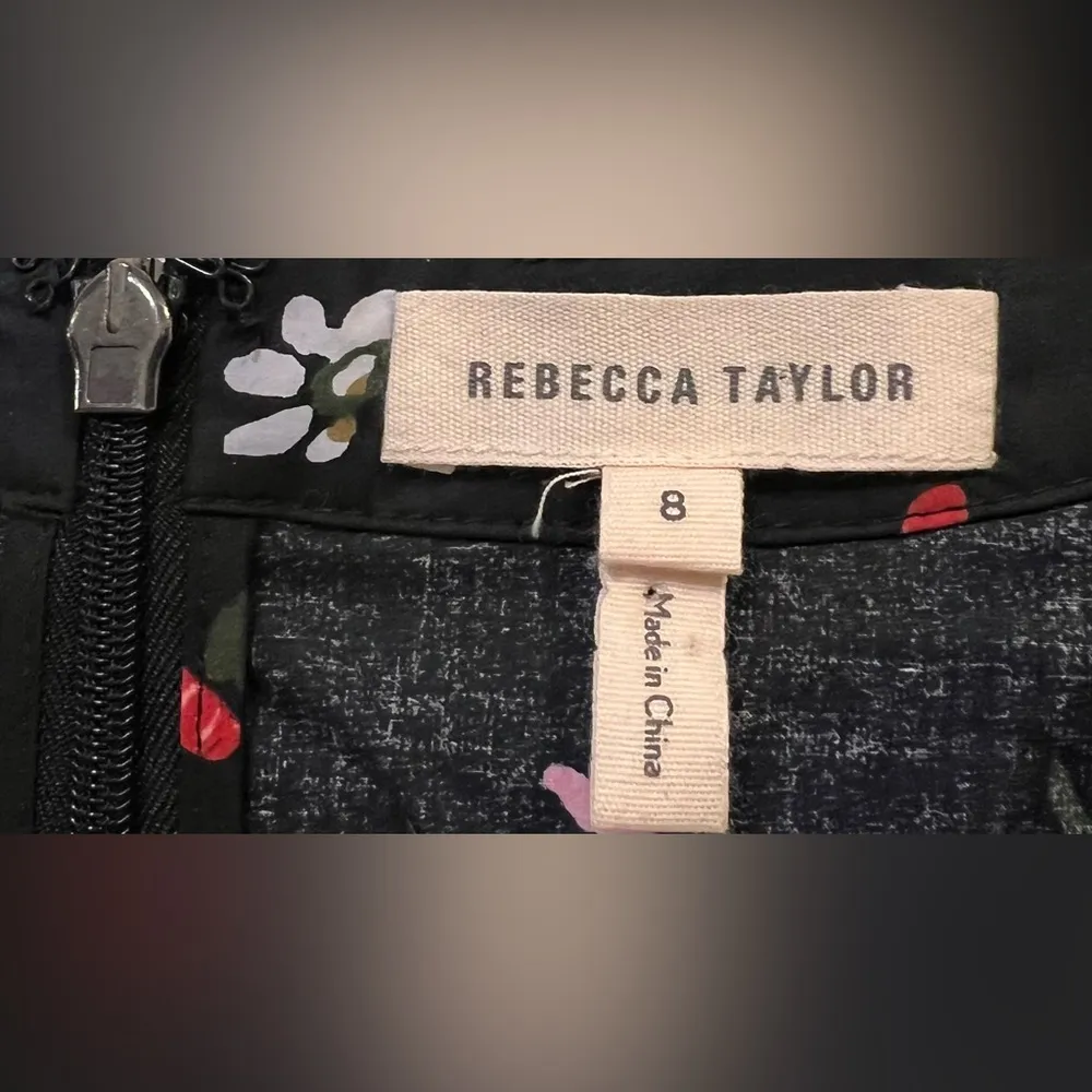 Rebecca Taylor marguerite black red floral peplum tank top blouse size 8 - Image 3