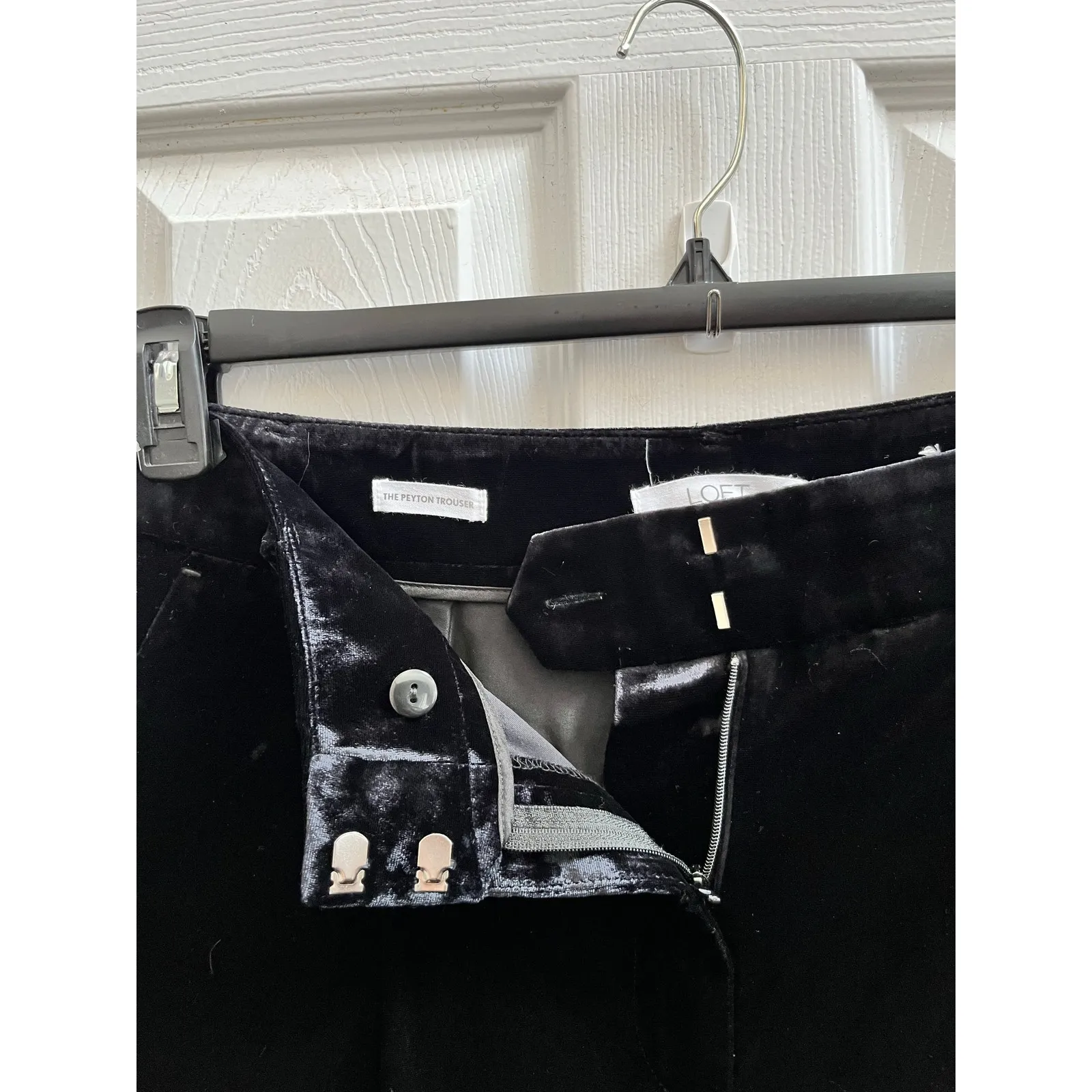 Loft Velvet Black The Peyton Pocket Pleated Wide Leg Trouser Pant Size 8 - Image 13